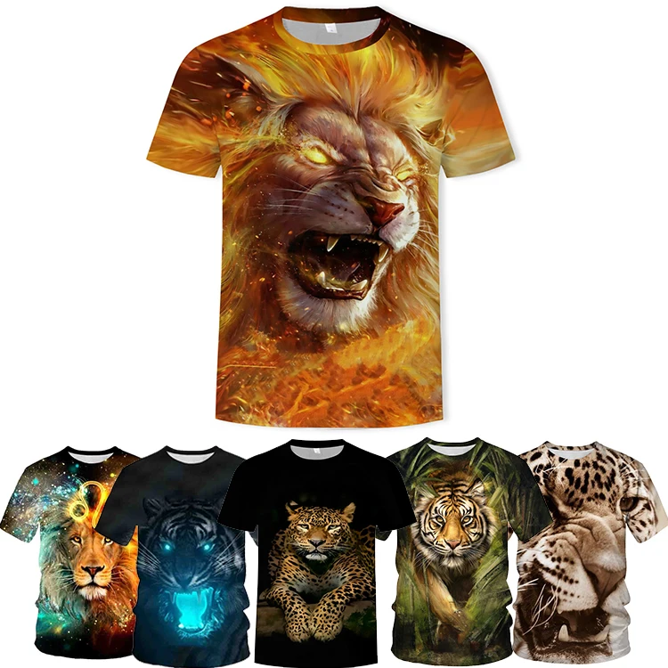 Custom Polyester Animal Lion Unisex T-Shirts Print 3d Printed Men Oversize T-Shirt 3d Print 100% Polyester Man T Shirt