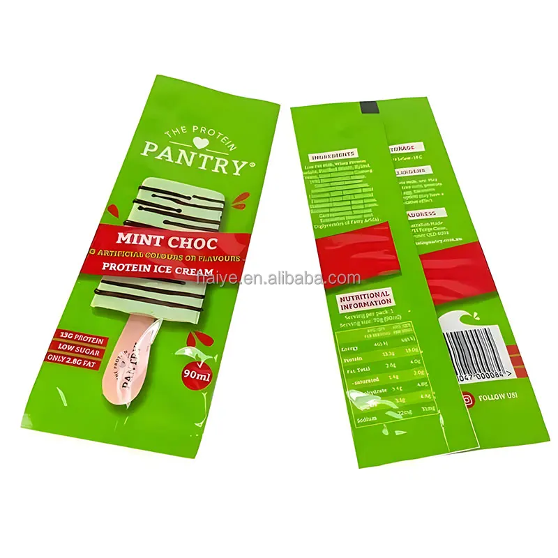 Custom Printed Ice Popsicle Packaging Bags Food Grade Ice Cream Popsicle Packaging with Tear Notch