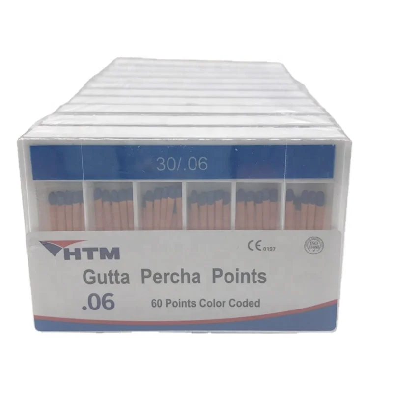 CE Approved Color Coded Sterilized HTM 04 06 Gutta Percha Points Greater Dental Root-Canal Obturating Points