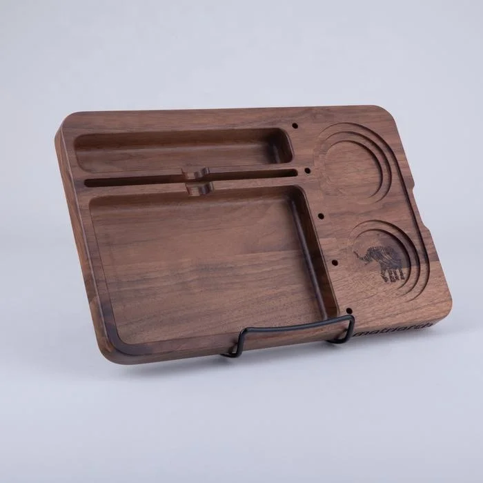 Custom Weed Hemp Gift Black Walnut Wood Weed Accessories Wood Bamboo Rolling Tray