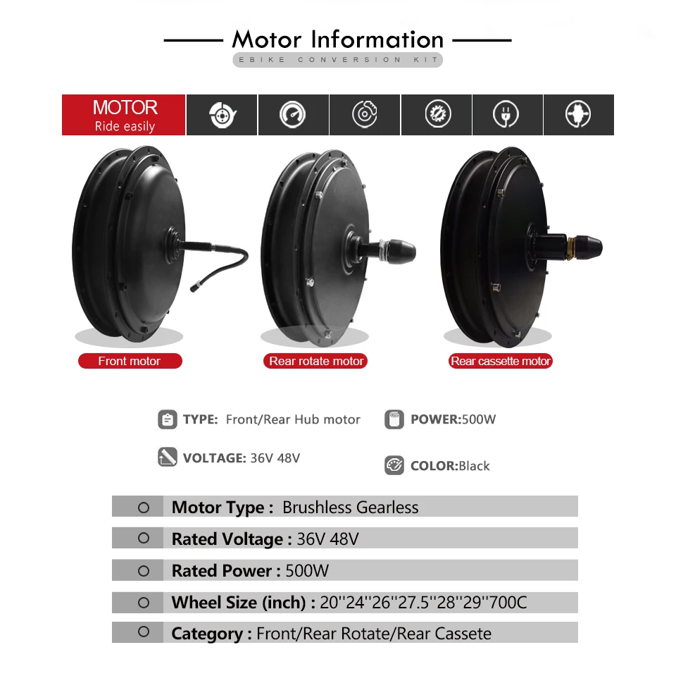 MXUS XF39 36V 48V 500W Brushless DC Wheel Hub Motor Front Rear Cassette Motor for Electric Bike