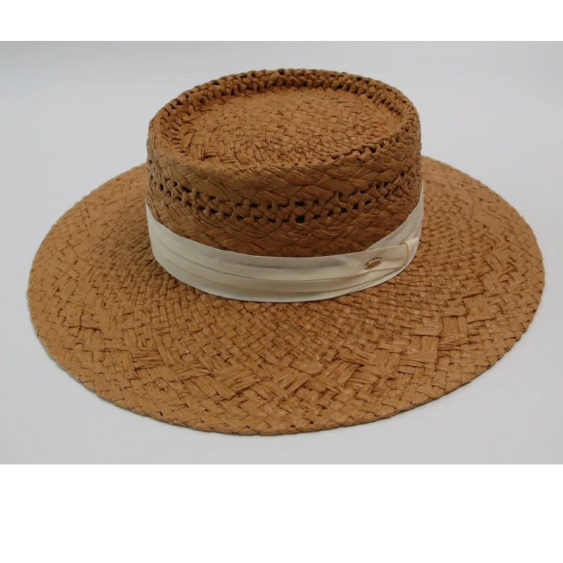 ND006  Handmade Hat Body Wide  Brim  Raffia Straw Hat Bodies Outdoor Beach Sombrero Hats Natural Paper Cap