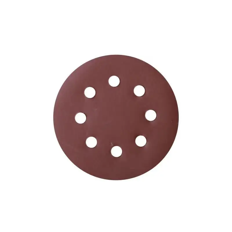 Красный песочный задний ворс, 5 дюймов, 8 отверстий, задний ворс, наждачная бумага, флокирующая наждачная бумага, задний ворс, наждачная бумага, шлифовальный диск