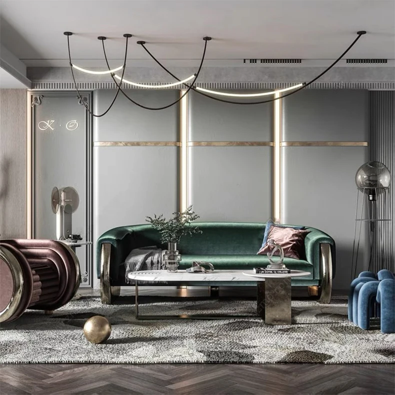 Wholesale Modern Artistic Belt Droplight Chandelier Lamp Lighting Fixture Ceiling for Dining Kitchen Nordic LED Linear Pendant