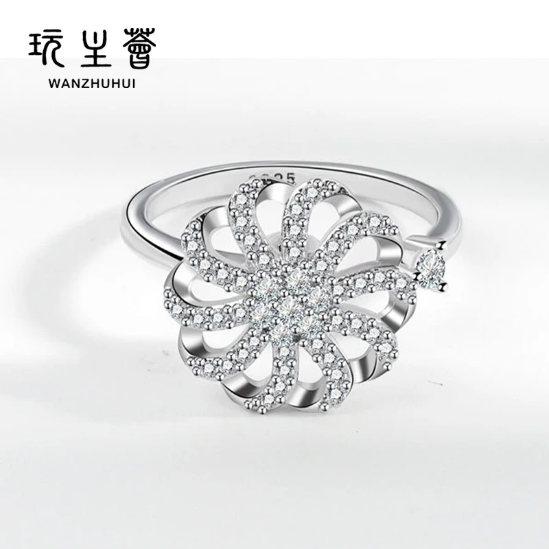 New design Decompression Spinning Windmill Snowflake Open Turning adjustable open ring