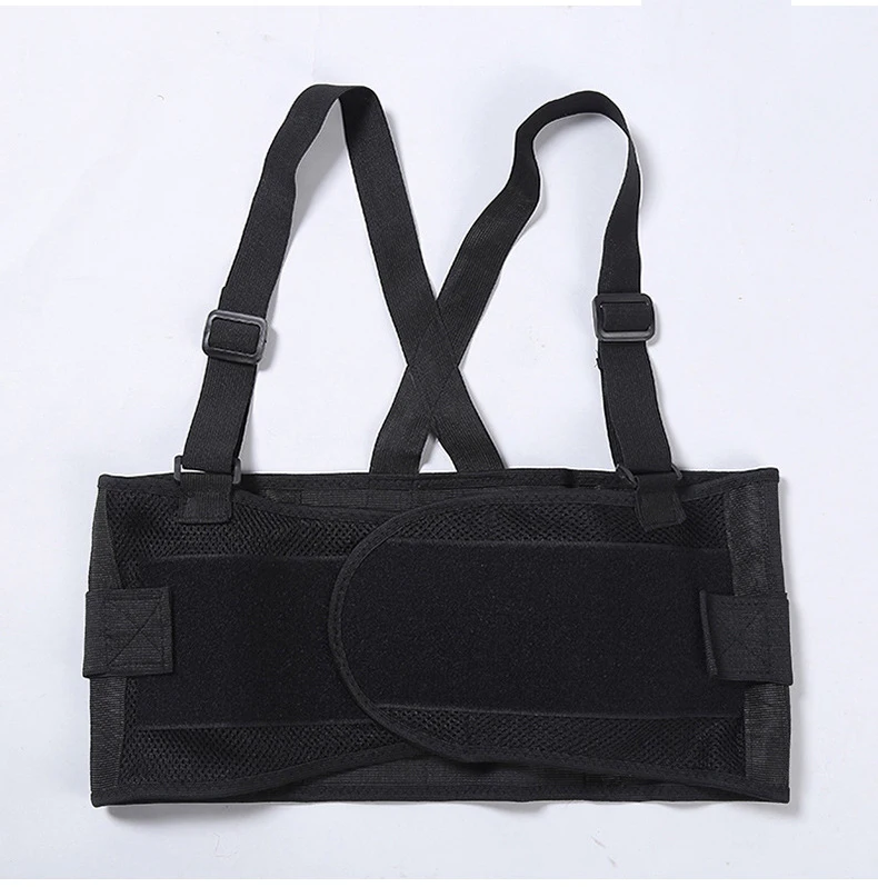 Industrial Work Adjustable Lumbar Support Belt Back Brace Support with Suspenders