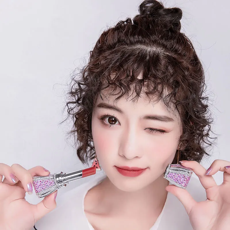 Jumei star butterfly lipstick with diamond rhinestones 8 colors waterproof long lasting velvet matte lipstick pencil