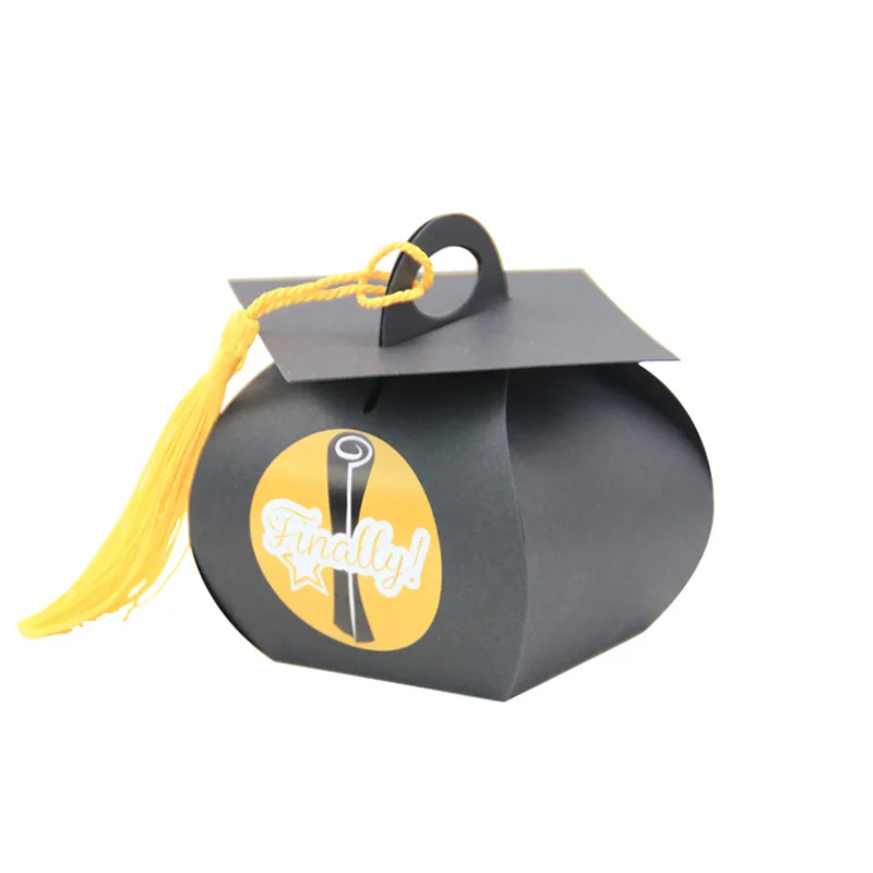 Graduation Season Ceremony Party Favor Tableware Decoration Box Supplies Bachelor Hat Congrats Grad Candy Chocolate Paper Box