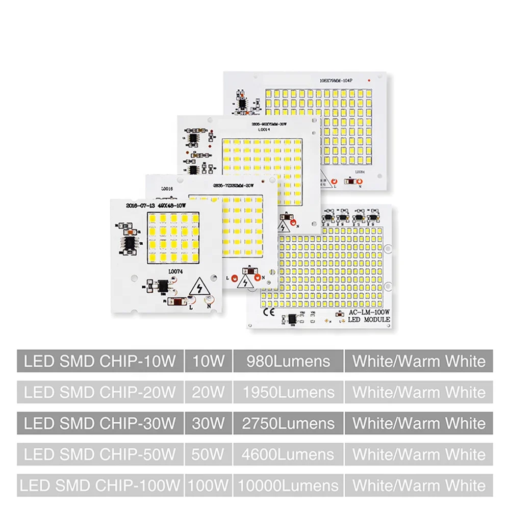 SMD 2835 Chip 100W 50W 30W 20W 10W Flood Light Beads Led SMD Floodlight Lamp DIY for Outdoor Lighting Spotlight