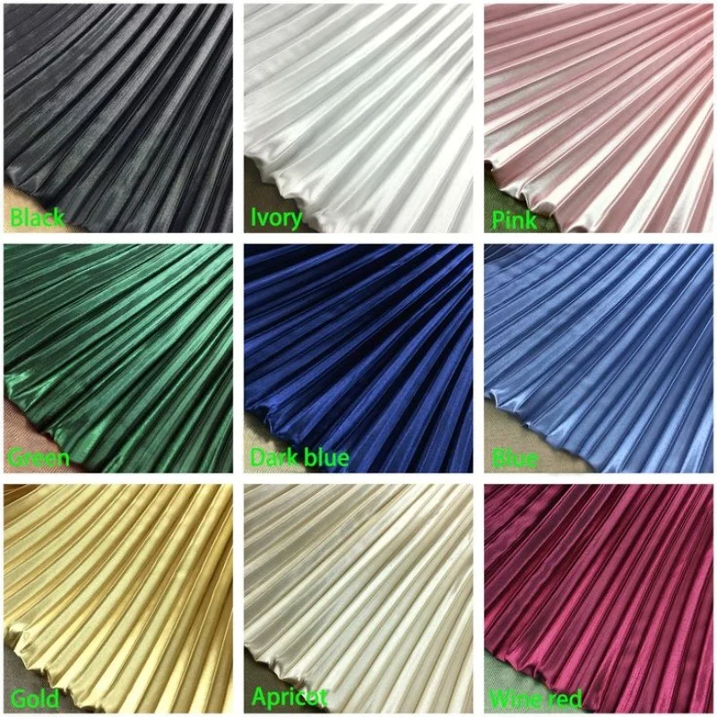 pleated striped fabric skirt faux acetate smooth anti-wrinkle fabric large accordion fold skirt designer fabric