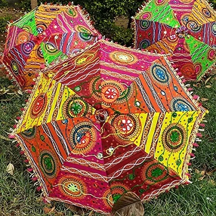 100% cotton Rajasthani Traditional Sun Embroidery and colorful design sun umbrella