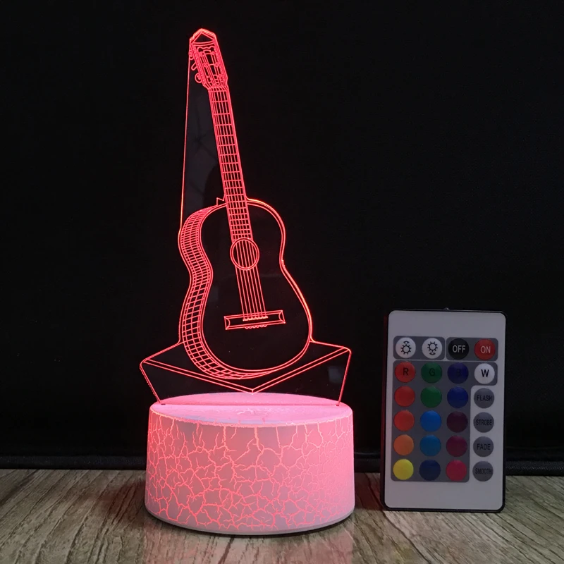 3D acrylic guitar night light lamp LED 7 Color Changing Gradient Baby Child Sleeping Night Light