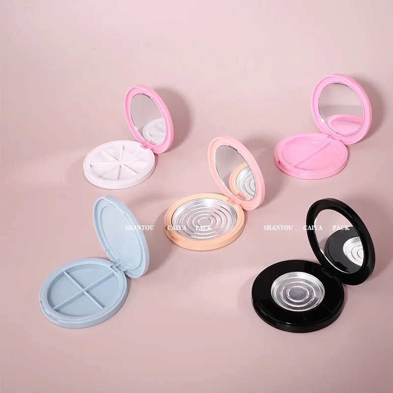 CAIYA Plastic Single 1/2/4/8 Color Round Eyeshadow Pressed Powder Compact Case blusher Highlighter concealer Case Private Label