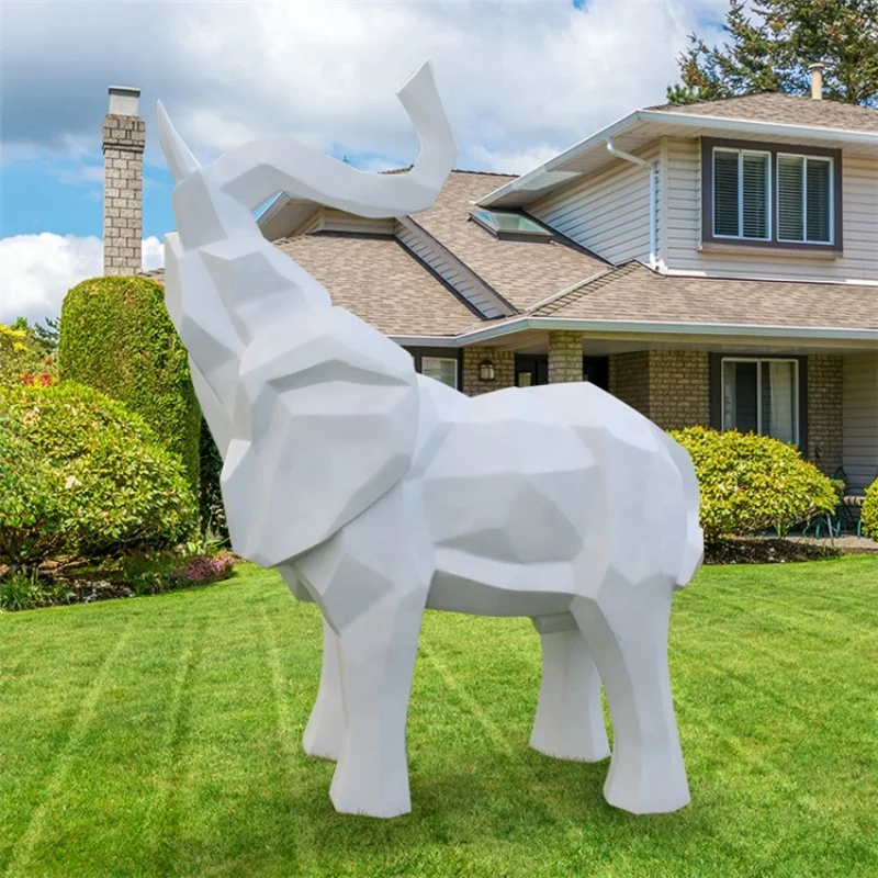 Support customized life size resin fiberglass safari geometric animals elephant giraffe tiger props fiberglass statue for sale