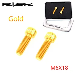2pcs Risk Titanium Alloy Bike Crank Arm Bolts M6*18mm MTB Mountain Bike Screws Ultralight Cycling Crank Arm Bolts Bike Parts