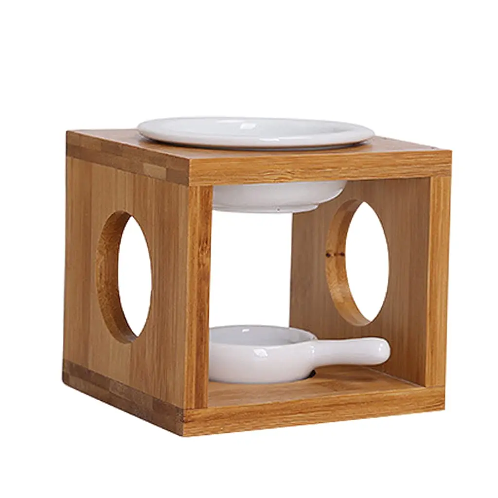 Деревянная горелка для эфирного масла из бамбука, горелка для расплава ароматизированного воска с подсвечником