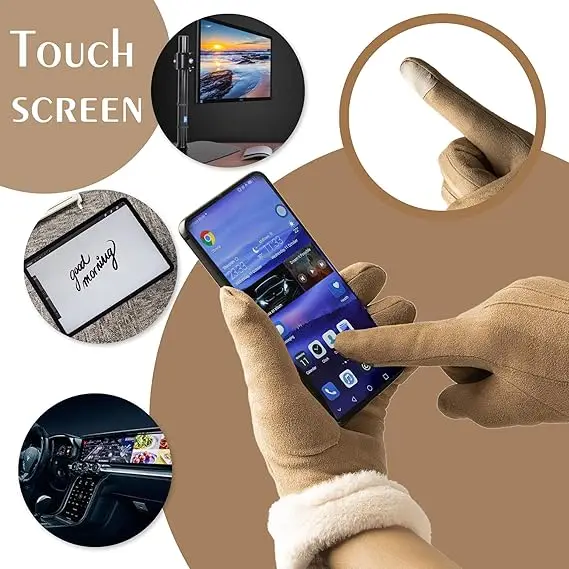 Winter Gloves For Women Touch Screen Cold Weather Thermal Warm Windproof Soft Thick Fleece Lining Glove