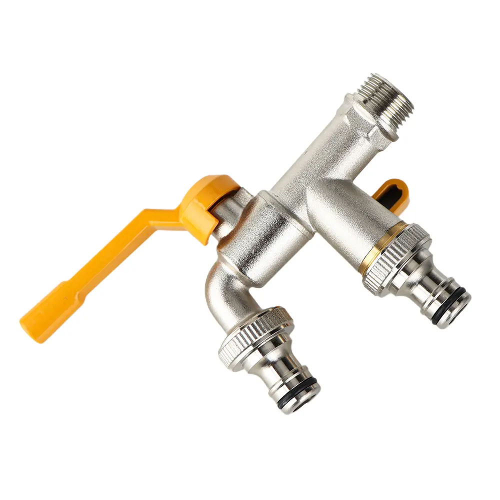 1/2' and 3/4' Aluminum handle double bibcock for washing machine water tap , Nickel plating Garden outdoor brass bibcock tap