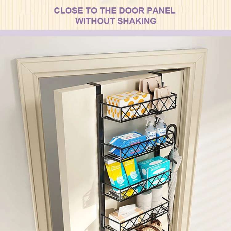 6-Tier Over the Door Pantry Organizer Spice Rack Metal Hanging Wall Mounted Household Kitchen Sundries Storage Basket