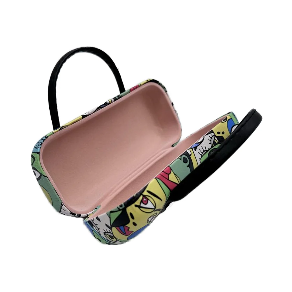 Wholesale Luxury Kids Party Sunglasses Custom Printed PU Material Case with Handle Portable Iron Sun Glasses Packaging