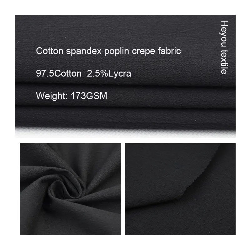 Фабрика в Китае, оптовая продажа, хлопчатобумажная, спандексовая поплин, креп-ткань для женских платьев и других материалов одежды
