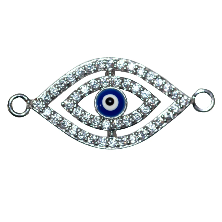 Wholesale fashion jewelry accessories CZ Micro Pave gold plated copper eye charms for jewelry making