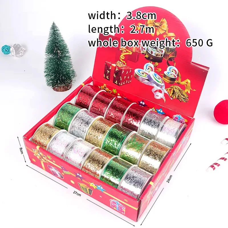 Wholesale 2.5 Inch Wide Christmas Wired Ribbon Snowflake Sheer Glitter Ribbon For Xmas Tree,  Gift Wrapping