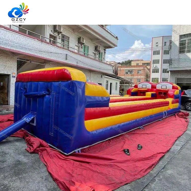 Fun 2 lane basketball bungee run race inflatable games interactive sport game for adults