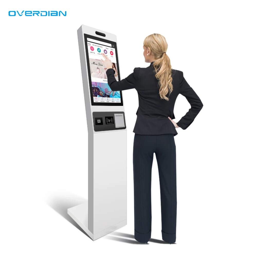 Hot selling 21.5 inch  23.8 inch 27 inch 32 inch Self Cash Payment machine Pos Pay Self Service Ticket Kiosk With Ticket Printer
