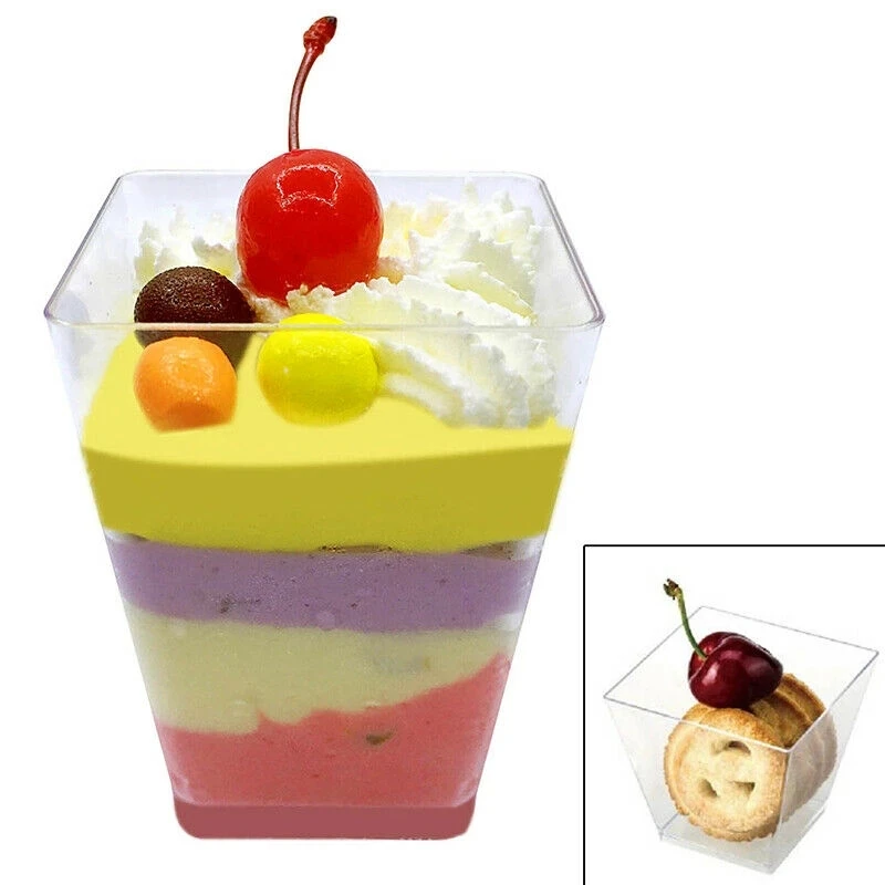 Ruizhuo Wholesale Custom clear Cake box transparent tiramisu container PET PS 150ml Disposable Plastic Dessert cups