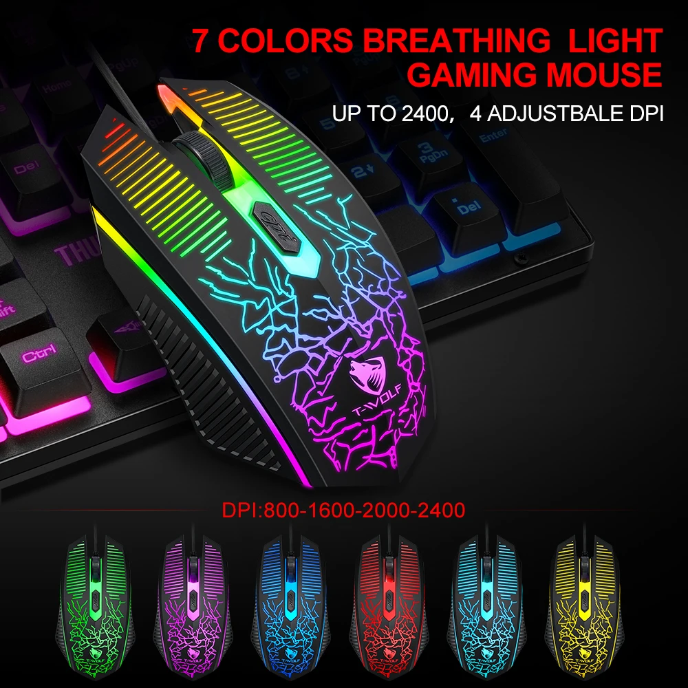 3 in 1 Mechanical Feeling Gaming Usb Wired Keyboards Gaming RGB Rainbow Keyboard And Mouse Combo
