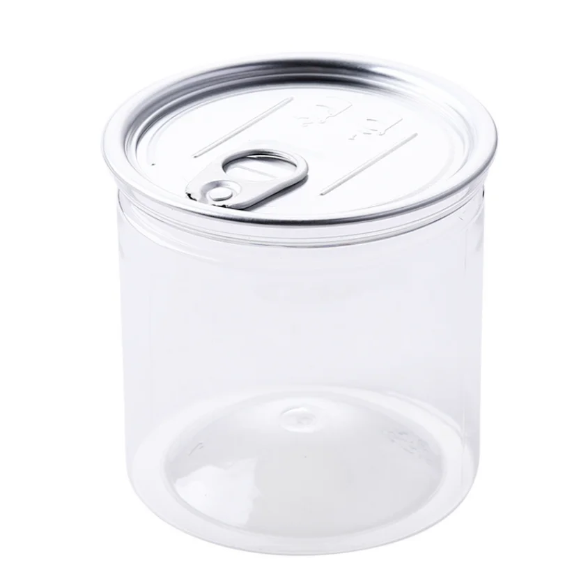 Plastic Transparent Storing Food Jars with Easy Open Ring Pull Can for Food