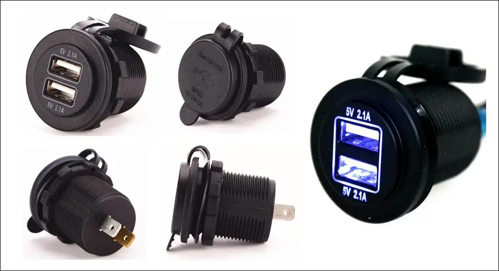 DC12V/24V 4.8A Waterproof dual USB Power socket