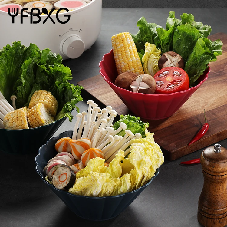 Custom wholesale PP food preparation basin salad mixing containers bowls set plastic catering