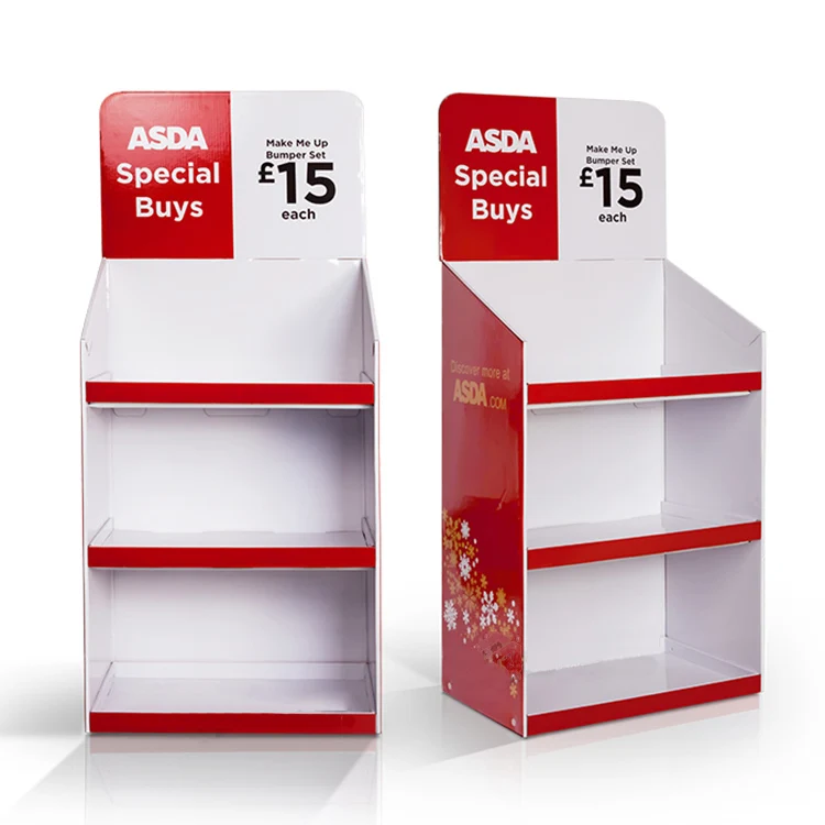 Foldable Carton Pos Display Stand For Shop, Drinks Beverage Retail Pop Up Floor Cardboard Display Stand
