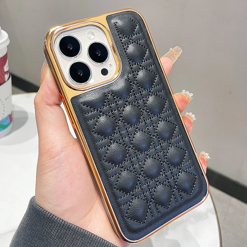 VIETAO custom black pebble leather phone case for iphone 14 Pro max 14pro 14plus mobile phone cover shell