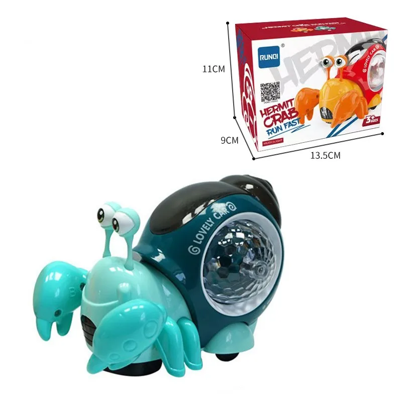 children electric induction crab snail  toy 3D lamplight projection music universal shaking head Snail  toy