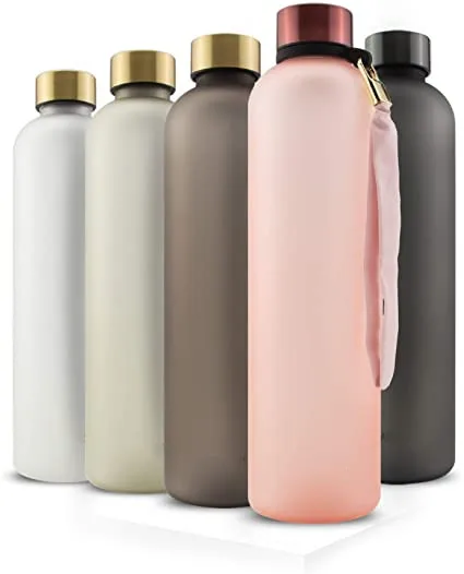 1L Plastic Water Bottle with  Time Marker leakproof  Plastic frosted 1000ml motivational  Water Bottle BPA Free