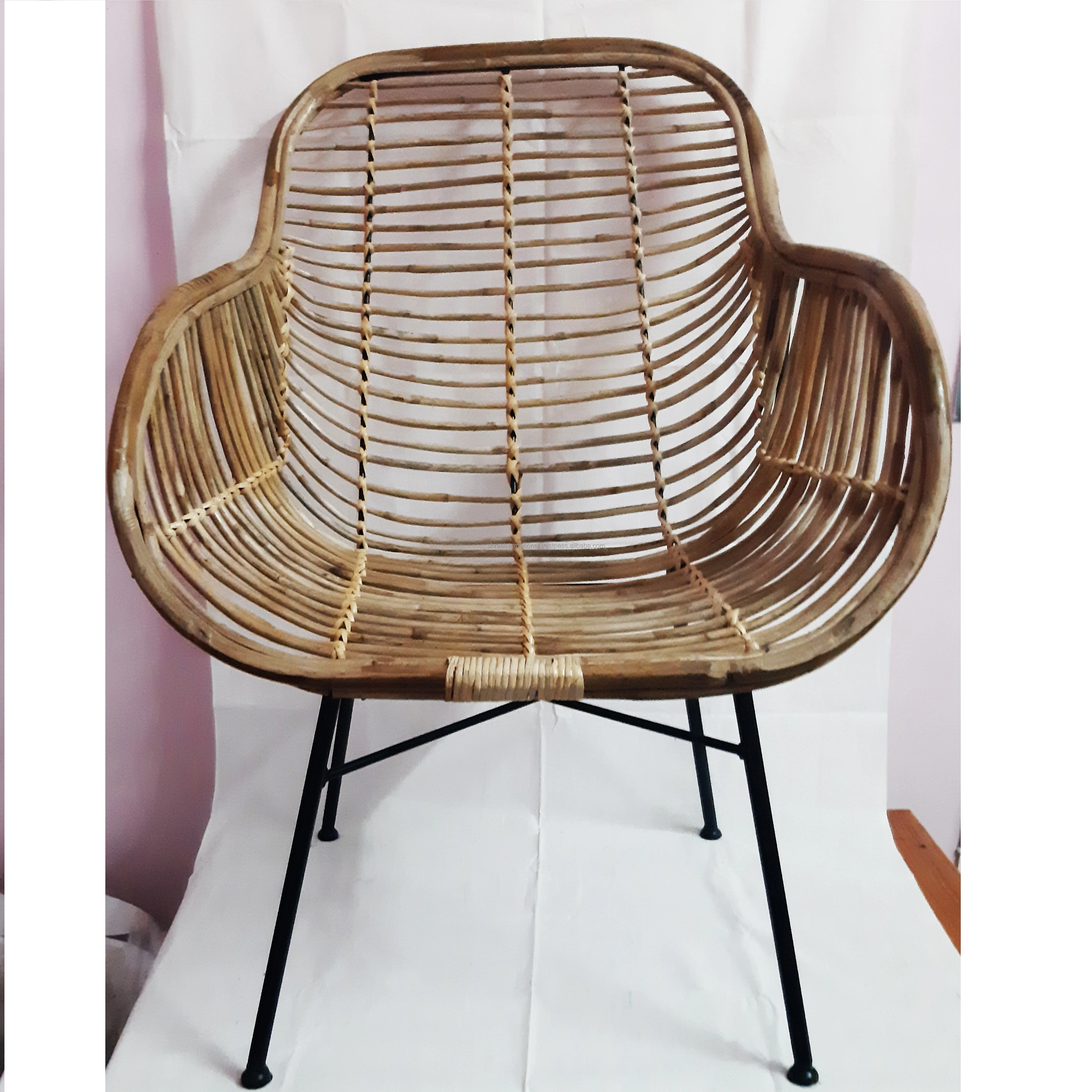 
French Bistro Handmade Unique Stylish Comfortable Dining Room Patio Garden Terrace Beach Outdoor cane chair W/Iron Legs 