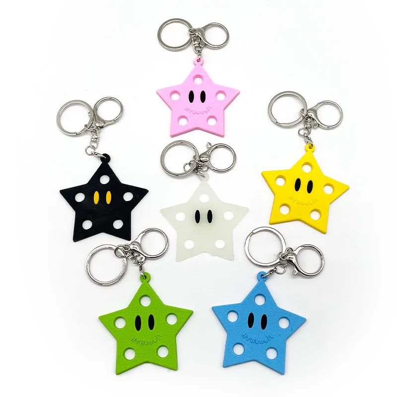 EVA design Custom star keychain Wholesale with Hole color Star Silicone Key Ring 2D Rubber shoe charms DIY Personalized KeyChain