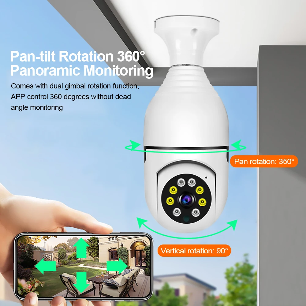Loosafe 17SEE APP 2MP Surveillance Security Cameras 360 Degree Panoramic CCTV Wireless Camera Auto Tracking Bulb PTZ Camera