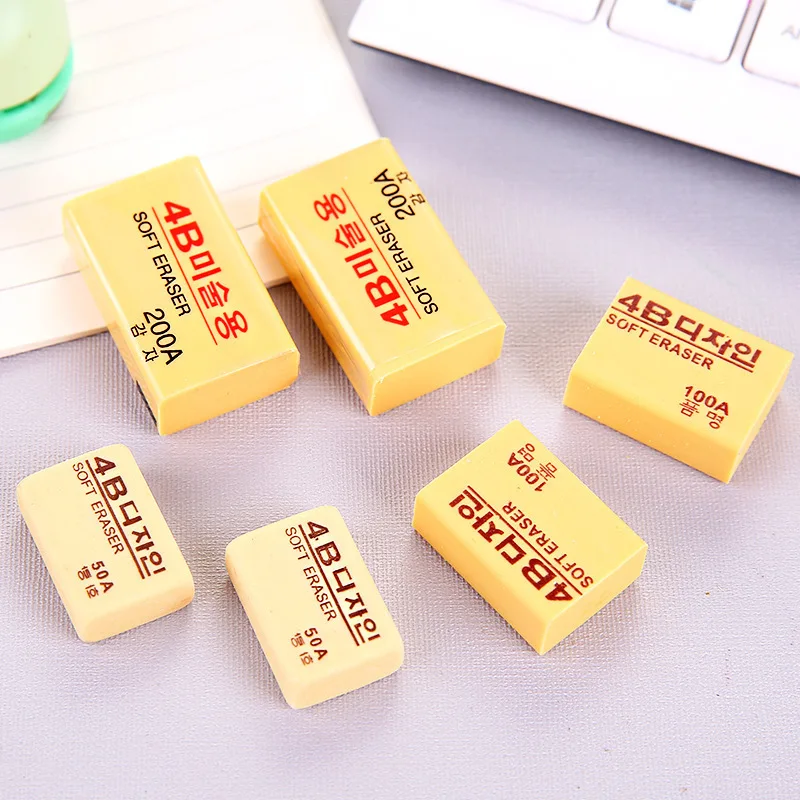 4B Art Examination Eraser Soft Clean Less Crumbs Rubber Custom Printed Pencil Erasers For Children