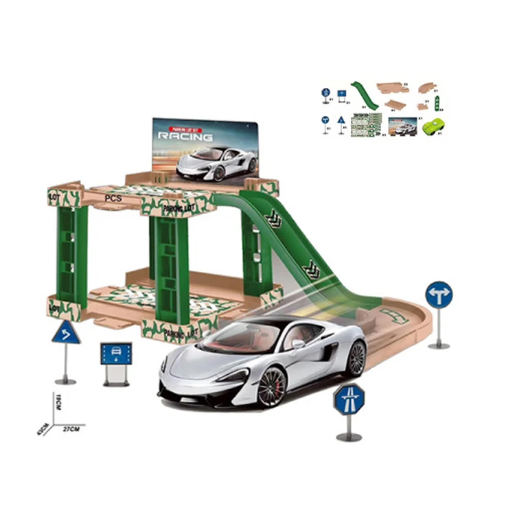Автостоянка игрушечный автомобиль игрушка головоломка DIY гоночный зеленый паркинг с раздвижной машиной