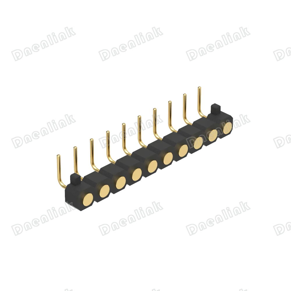 Dnenlink 3.00mm pitch Single Row H4.0mm Concave contact Right Angle  Female Header DIP type  PogoPin header