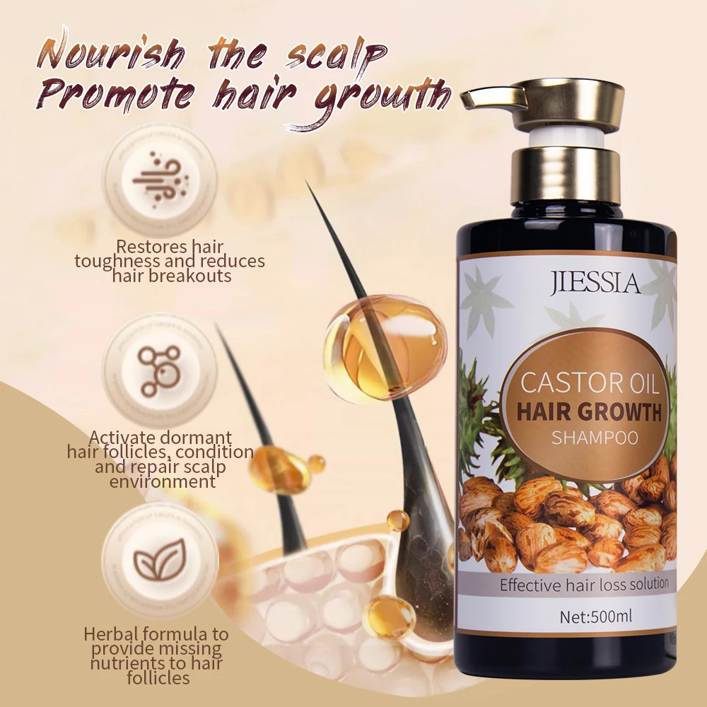 Wholesale Hair Care Castor Oil Control Oil Repair Damged Smooth Moisturizing Nourish Anti Hair Loss Regrowth Hair Growth Shampoo