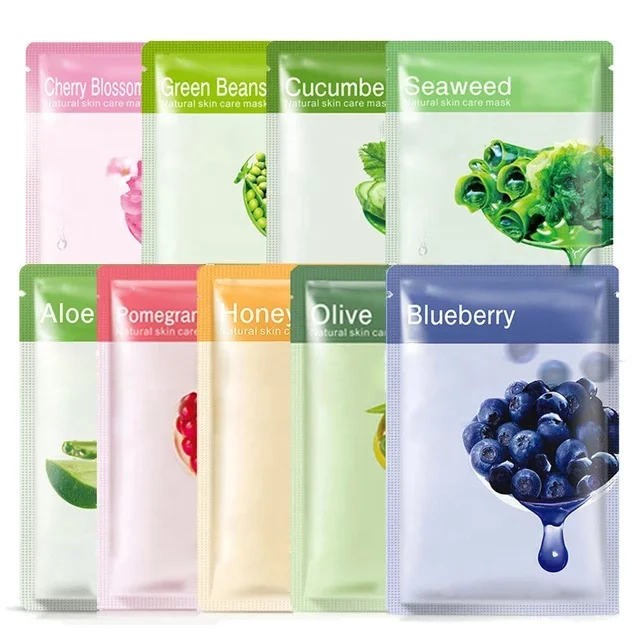 Private Label Fruit Face Mask Skin Care Organic Vitamin C Vegan Sheet Mask Whitening Moisturizing Plant Extract Facial Mask
