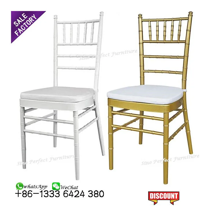 Wholesale metal steel gold white tiffanychairs with seat pillow