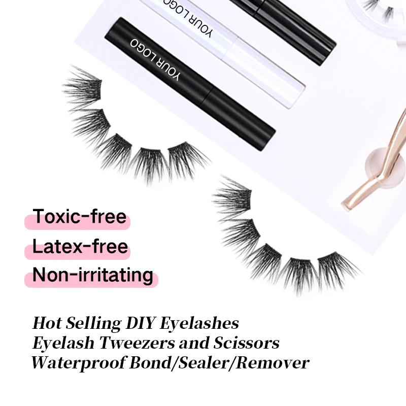 Private Label DIY Segment Lashes Vegan Korean Silk Mixed With Ultra Thin Clear Band and Wispy Spike Custom Logo Lash Clusters