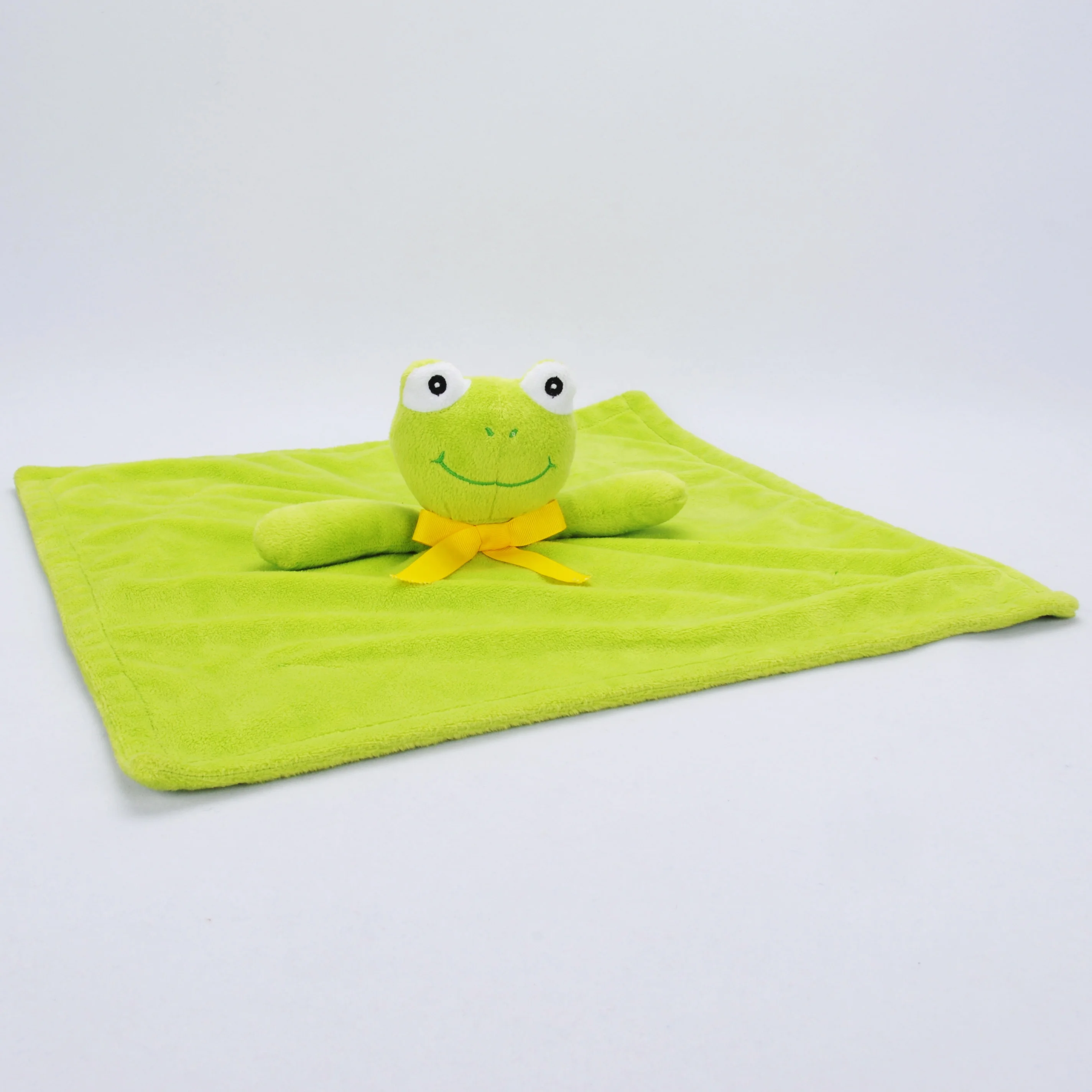 
super soft cute stuffed cuddle plush toy animal frog head baby animal pillow blanket baby security 