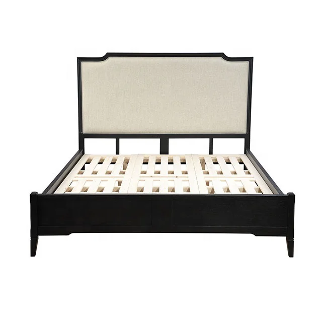 Modern Simple Design Black Frame Wood Bed for Hotel Use